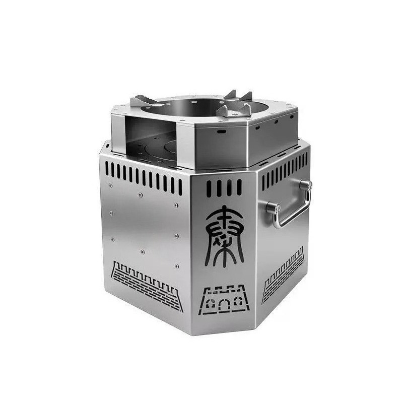 Camping Cooking Burner - Stainless Steel Wood Stove, Smokeless Gasification