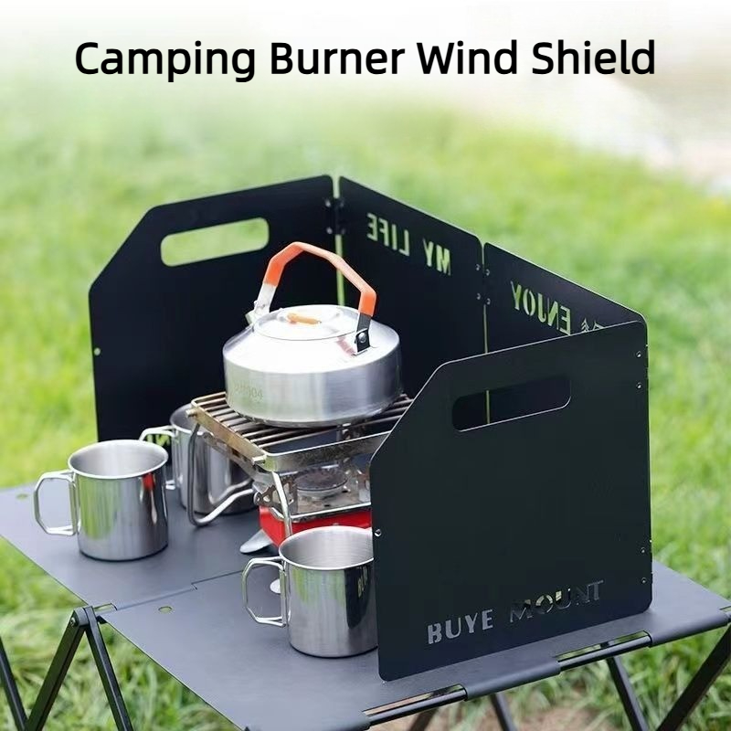 Camping Cooking Device - Camping Stove Windshield 4 Fold Wind