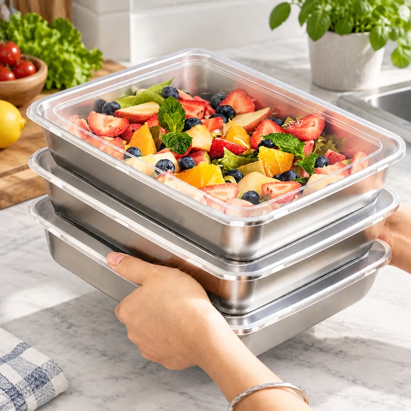 Camping Cooking Food - 3-Piece Stainless Steel Food Storage Containers
