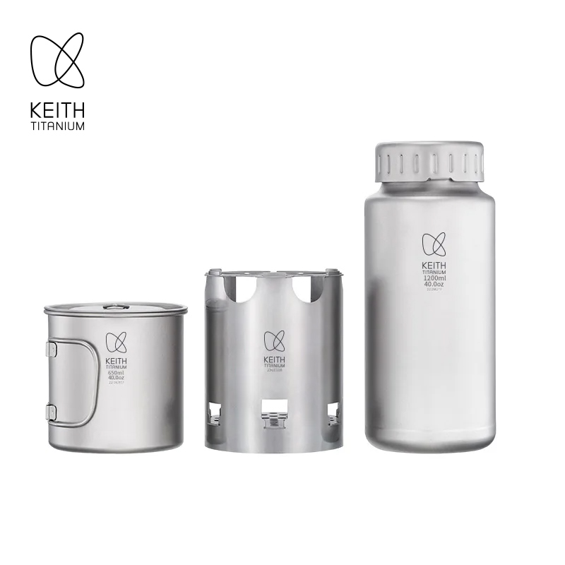 Camping Cooking Device - KEITH Pure Titanium Nesting Camping Set