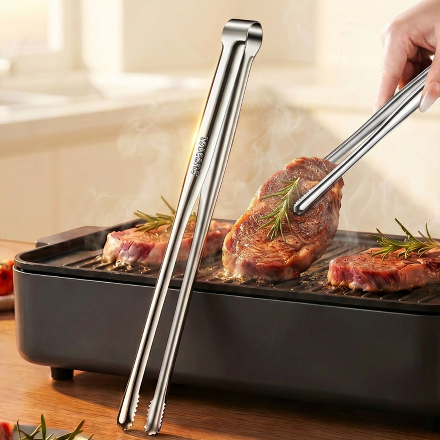 Grill Tongs Meat Culinary Nipp - Camping Cooking Device ulasan dan harga