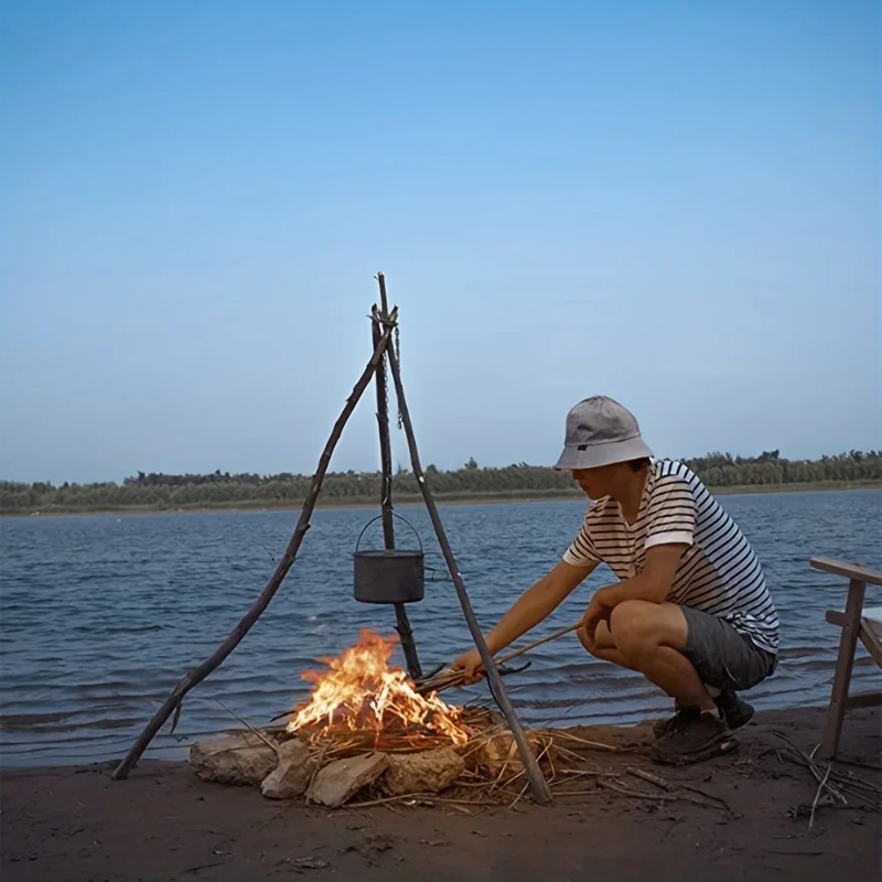 Outdoor BBQ Tripod Portable De - Camping Cooking Tripod ulasan dan harga